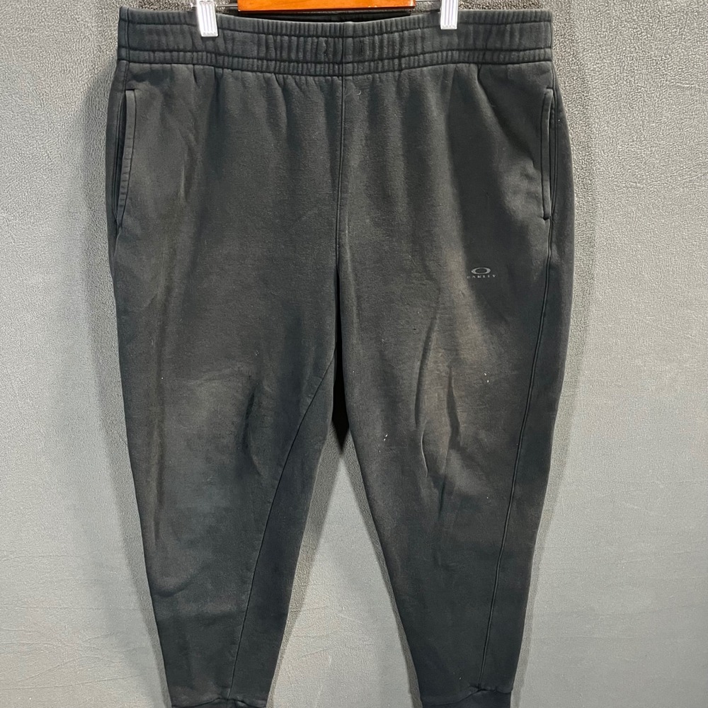 Oakley Mens Black Fleece Jogger Sweatpants Regular Fit XL Tonal Logo Pockets